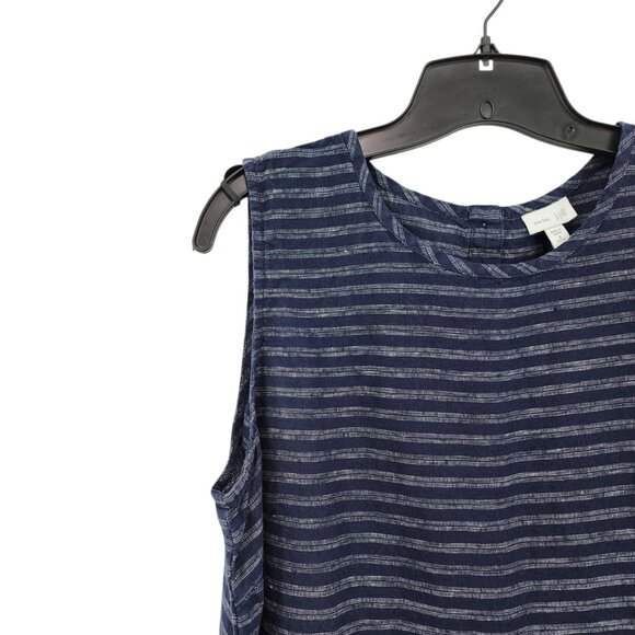 J. Jill Women's 100% Linen Sleeveless Horizontal Stripe A-line Top - M - Picture 2 of 8